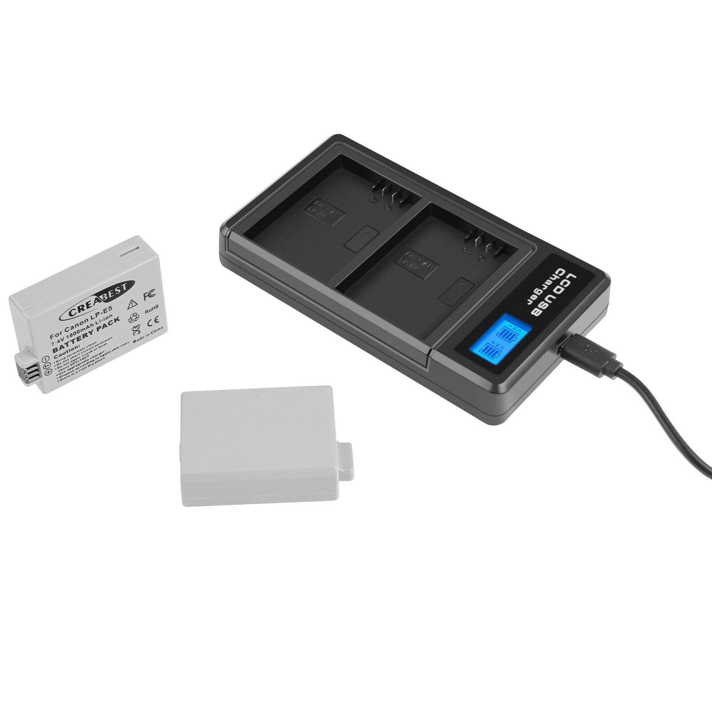 2× Batería LP-E5 1800mAh para Canon EOS 450D 500D 1000D Rebel T1i Xs Kiss X3 X2