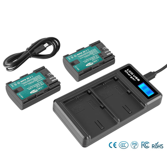 2xLP-E6 LP-E6N Batería + Cargador Doble Para Canon EOS 90D 5D Mark III IV 80D 60D 70D