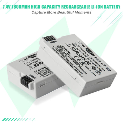 SHENTEC 2x Batería LP-E8 + Cargador Doble Para Canon EOS 550D 600D 650D 700D Kiss T2i X4 X5