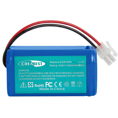 SHENTEC Batería de iones de litio 14.8V 4Ah para Ecovacs Deebot CR130 CEN 540 4ICR19/65 Dibea V870