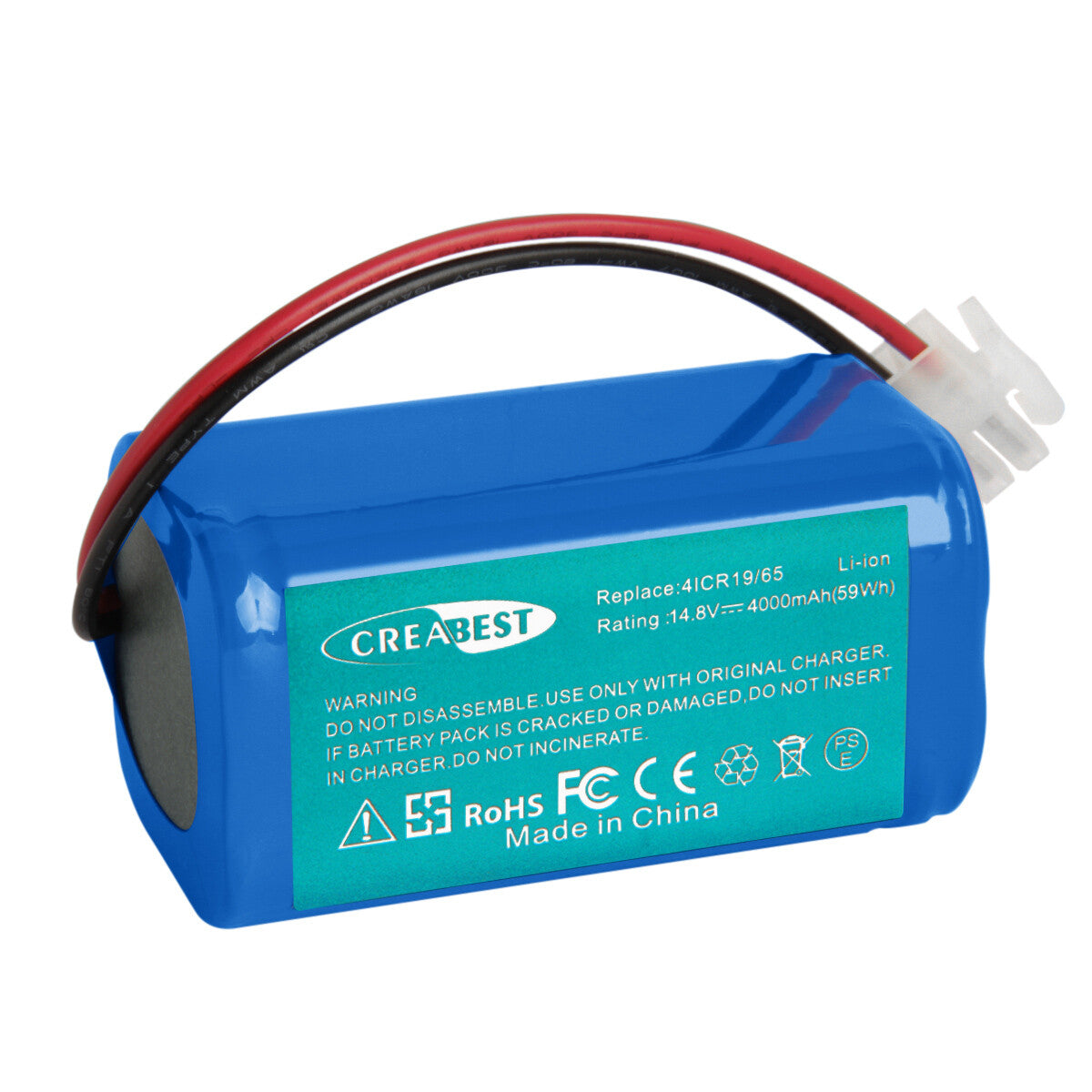 SHENTEC Batería de iones de litio 14.8V 4Ah para Ecovacs Deebot CR130 CEN 540 4ICR19/65 Dibea V870