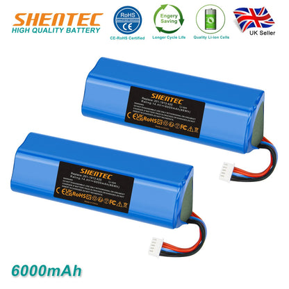 SHENTEC Batería Li-ion 2x6Ah 14.4V para Ecovacs 201-1913-4200 S10-Li-144-5200 DBX11-11/21