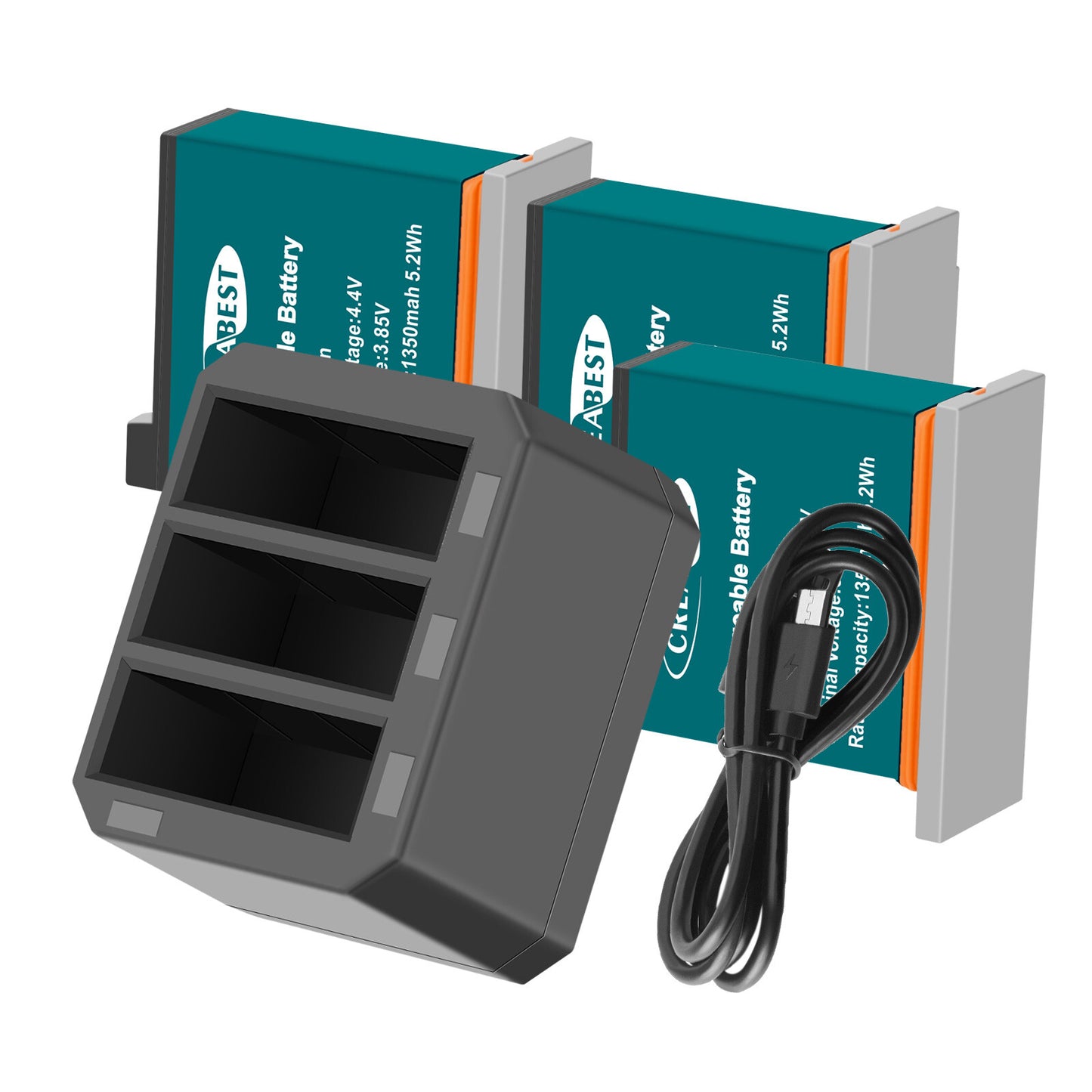 3x Baterías De 1350mAh + Cargador USB Rápido De 3 Canales Para DJI Osmo AB1 P01 PT1 Action