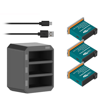 3x Baterías De 1350mAh + Cargador USB Rápido De 3 Canales Para DJI Osmo AB1 P01 PT1 Action