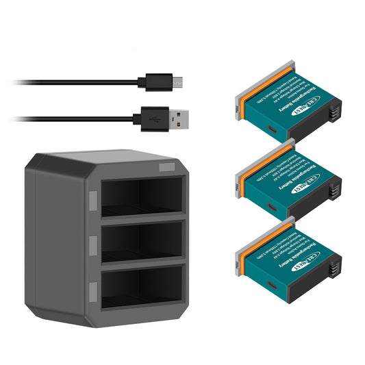 3x Baterías De 1350mAh + Cargador USB Rápido De 3 Canales Para DJI Osmo AB1 P01 PT1 Action
