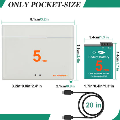 2x Batería Y Cargador Para DJI Osmo Action 5 Pro, Action 4 Y Action 3