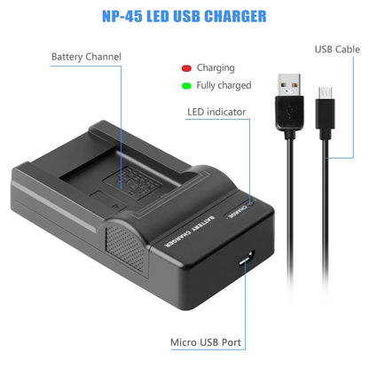 SHENTEC Batería 3.6V 1200mAh para Fujifilm NP-45, Olympus, Nikon EN-EL10 + Cargador