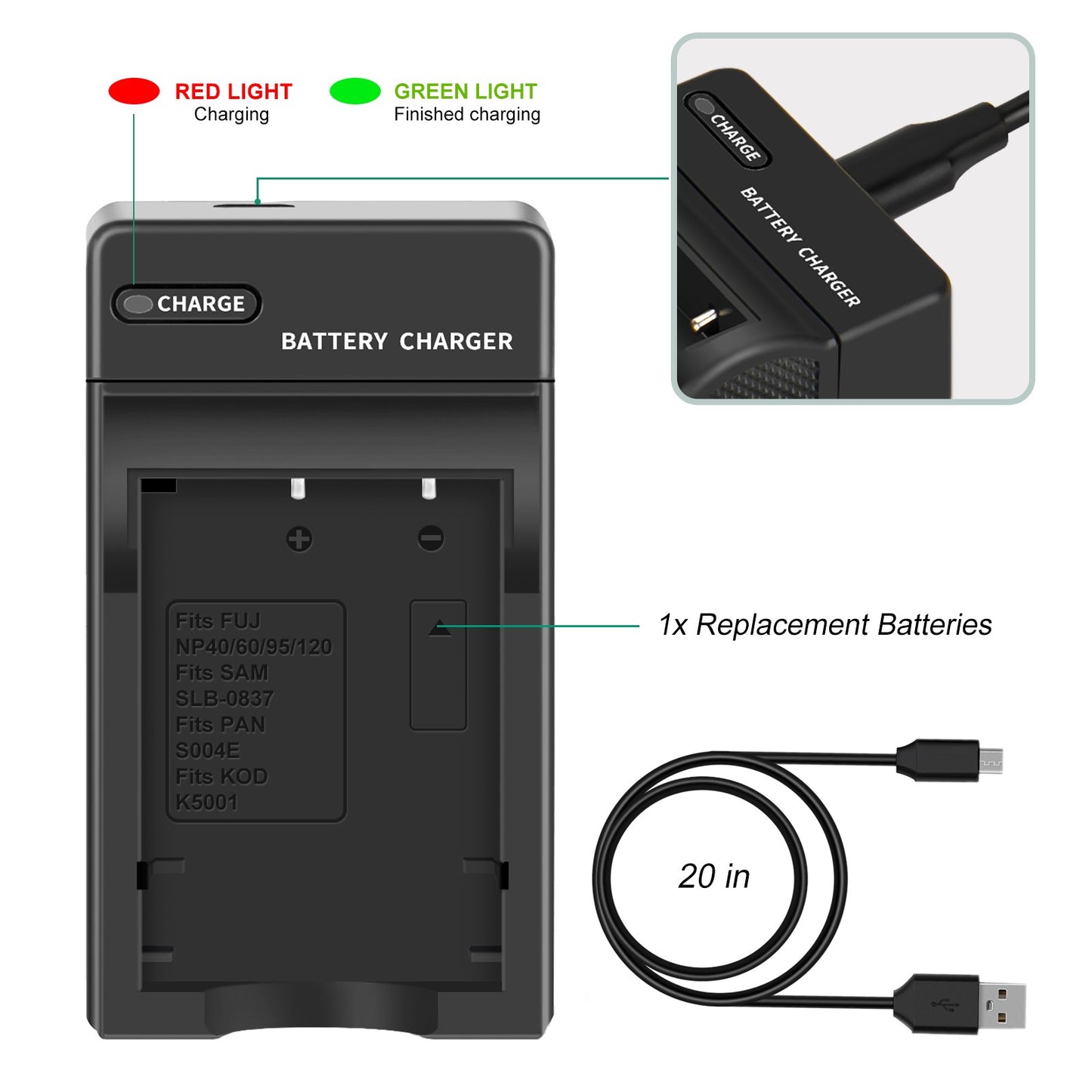 2x NP-95 NP95 3.7V Batería+Cargador para Fujifilm Finepix F30 F31 F31fd X100 X100s
