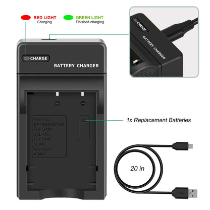 2x NP-95 NP95 3.7V Batería+Cargador para Fujifilm Finepix F30 F31 F31fd X100 X100s
