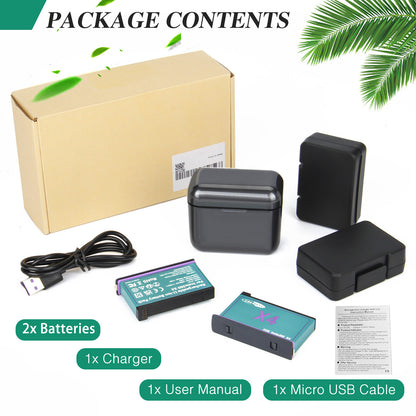 2x batería de repuesto JH-X4 de 3.0Ah 3.85V + cargador Power Box para cámara de acción Insta360 X4