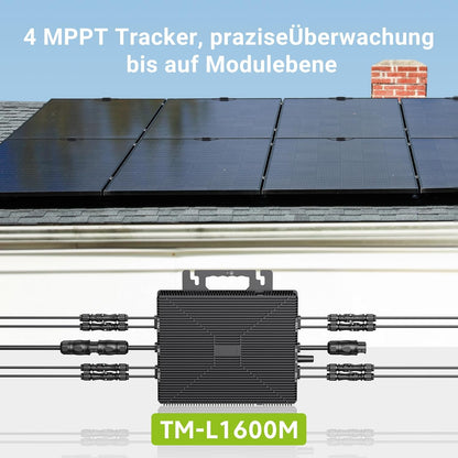 Microinversor de 1600 W, estación de energía para balcón con WiFi, Plug & Play, control por app, cable de CA de 5 m, inversor FV