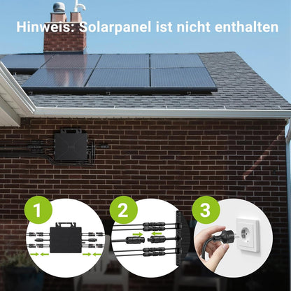 Microinversor de 1600 W, estación de energía para balcón con WiFi, Plug & Play, control por app, cable de CA de 5 m, inversor FV