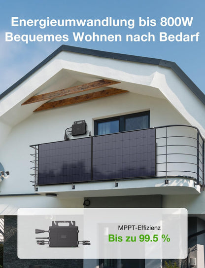 Microinversor de 800 W, estación de energía para balcón con WiFi, Plug & Play, control por app, cable de CA de 5 m, inversor fotovoltaico