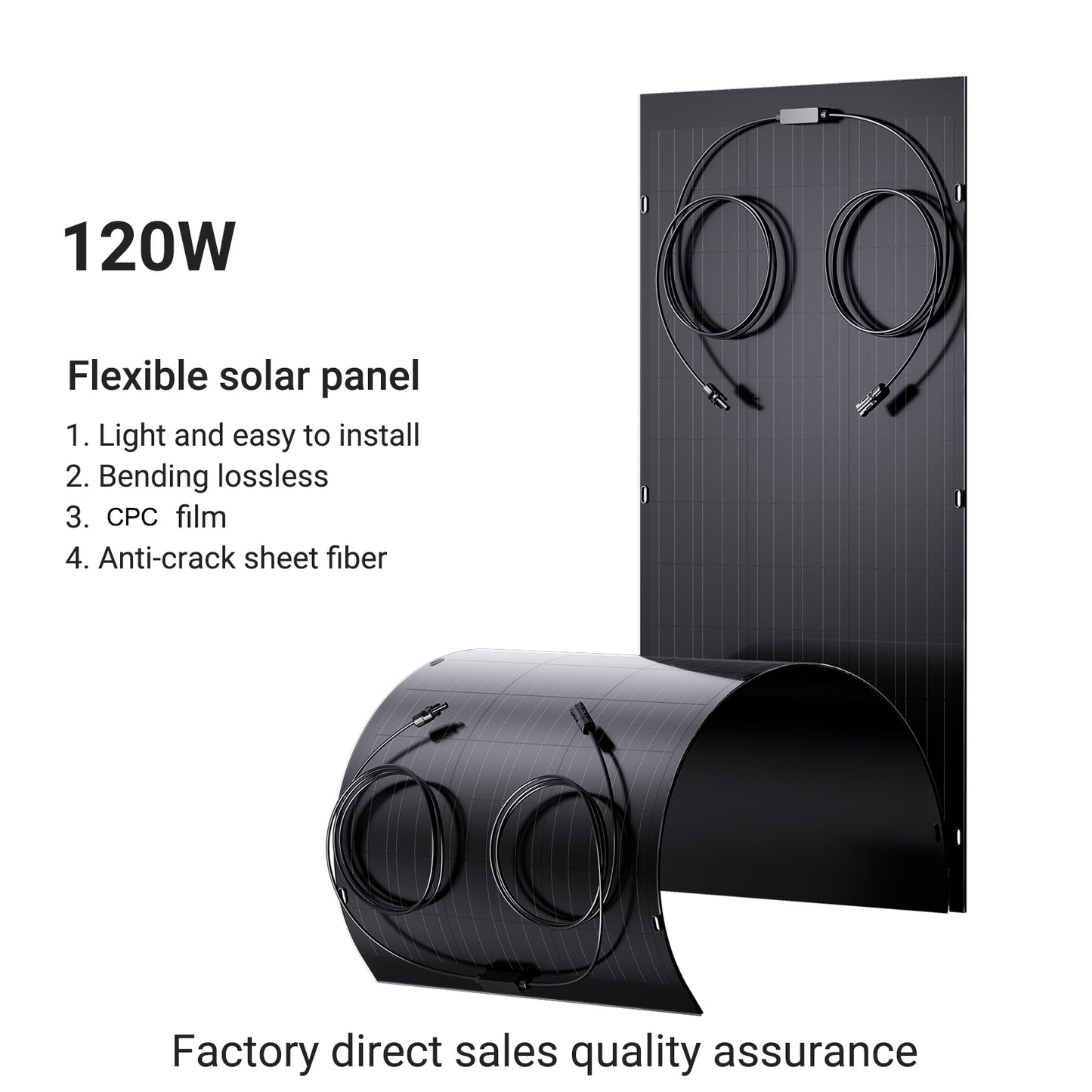 Kit de panel solar flexible de 240 W, 2 módulos de célula solar flexible de 120 W, IP67 para balcón, autocaravana, coche, cobertizo, techo y barco, fuera de la red