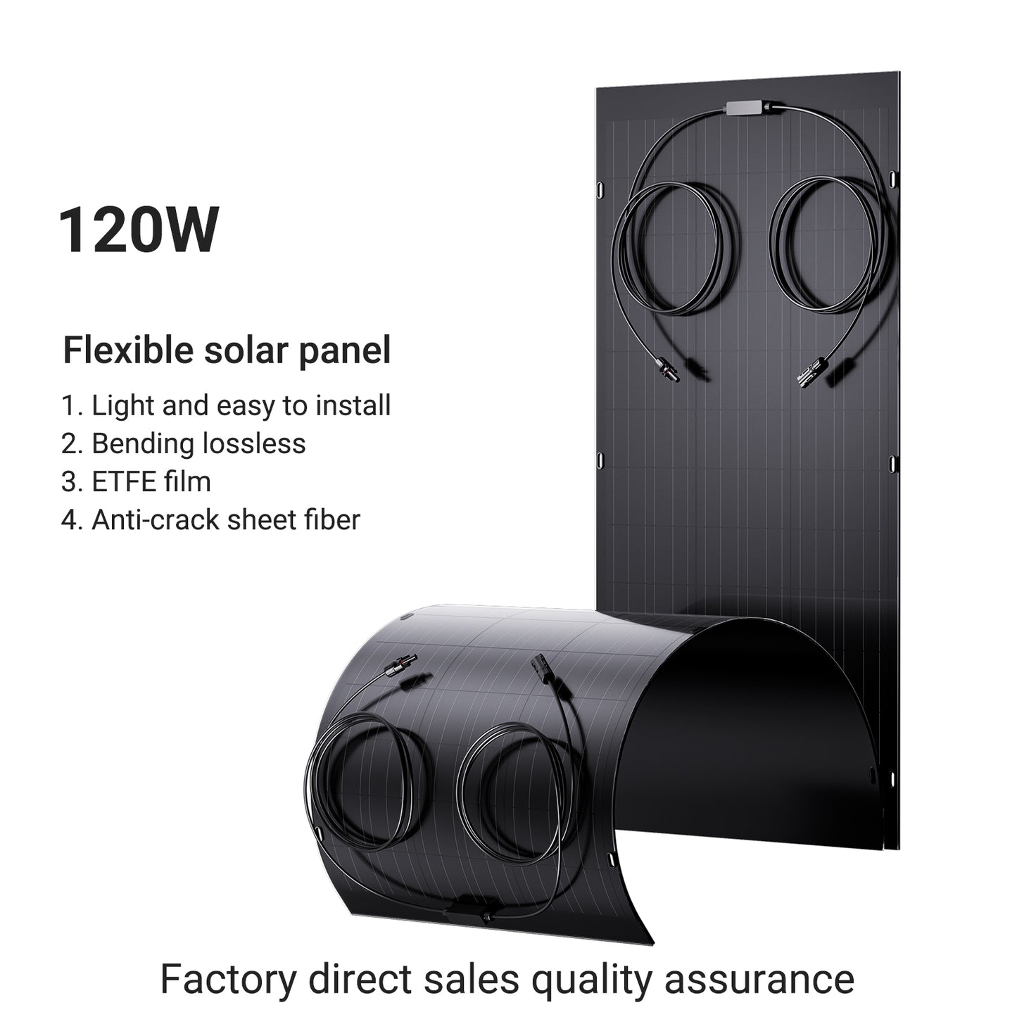 Kit de panel solar flexible de 240 W, 2 módulos de célula solar flexible de 120 W, IP67 para balcón, autocaravana, coche, cobertizo, techo y barco, fuera de la red