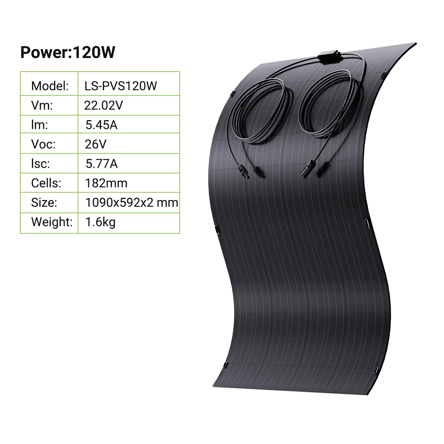 Kit de panel solar flexible de 240 W, 2 módulos de célula solar flexible de 120 W, IP67 para balcón, autocaravana, coche, cobertizo, techo y barco, fuera de la red