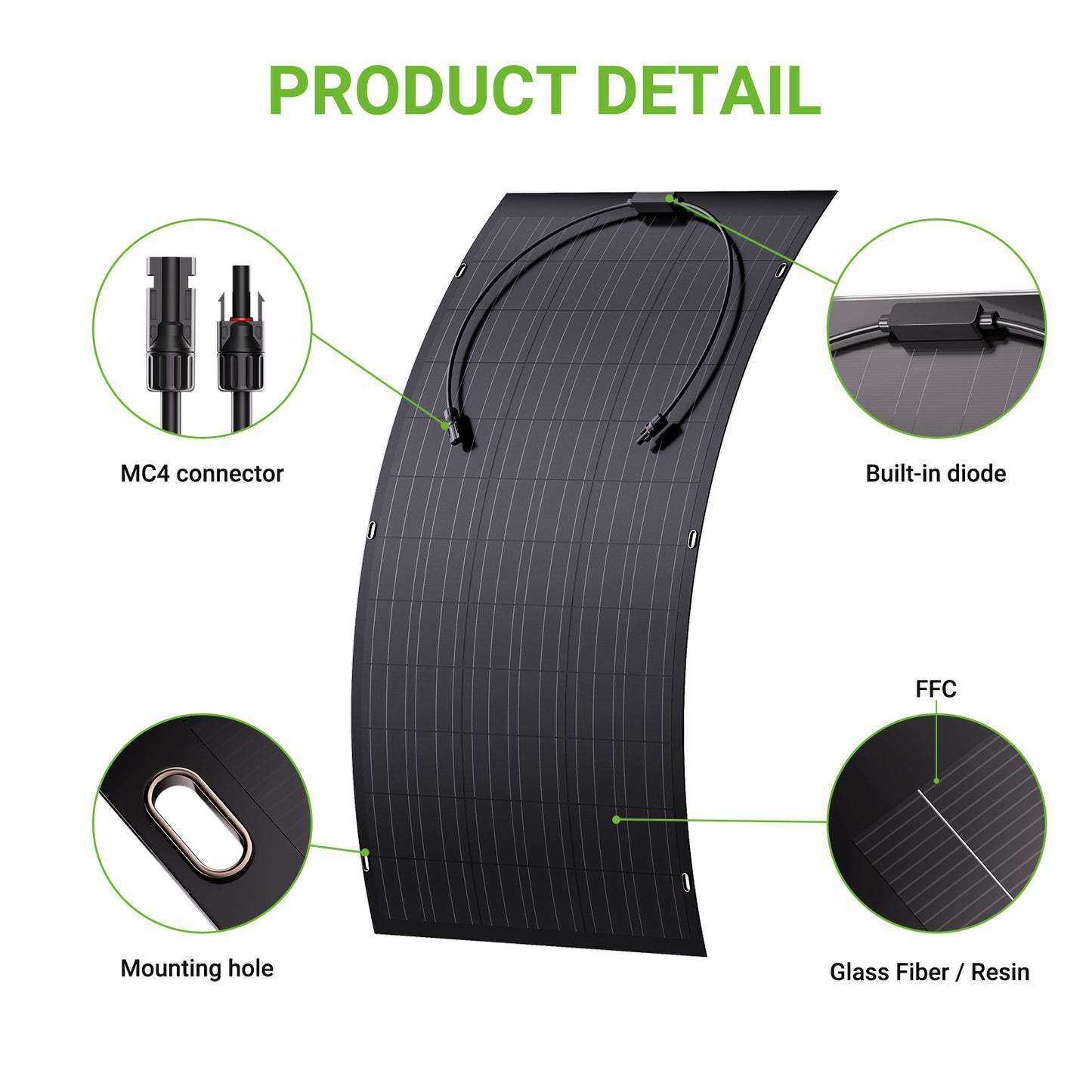 Kit de panel solar flexible de 240 W, 2 módulos de célula solar flexible de 120 W, IP67 para balcón, autocaravana, coche, cobertizo, techo y barco, fuera de la red