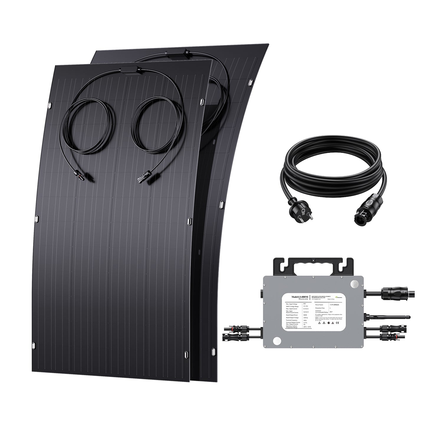 Kit de panel solar flexible de 240 W, 2 módulos de célula solar flexible de 120 W, IP67 para balcón, autocaravana, coche, cobertizo, techo y barco, fuera de la red