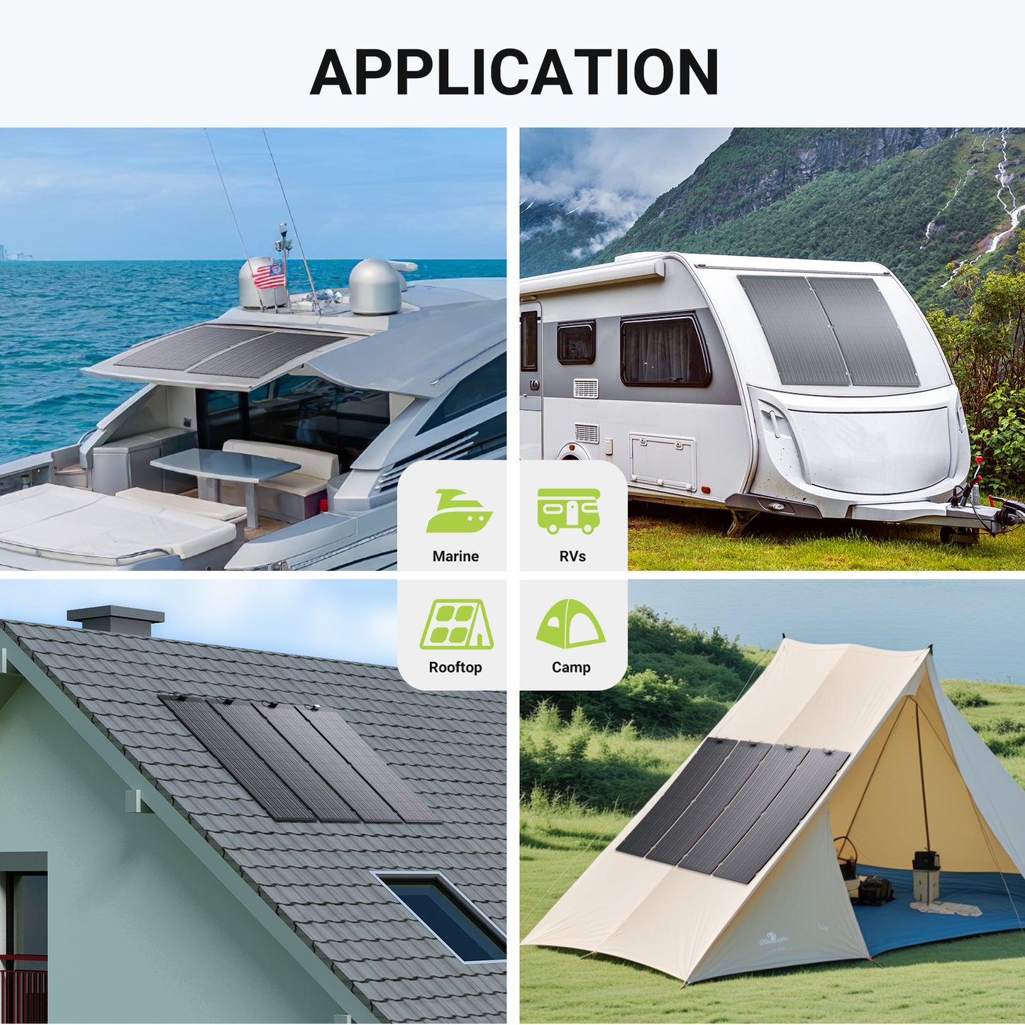 Kit de panel solar flexible de 240 W, 2 módulos de célula solar flexible de 120 W, IP67 para balcón, autocaravana, coche, cobertizo, techo y barco, fuera de la red