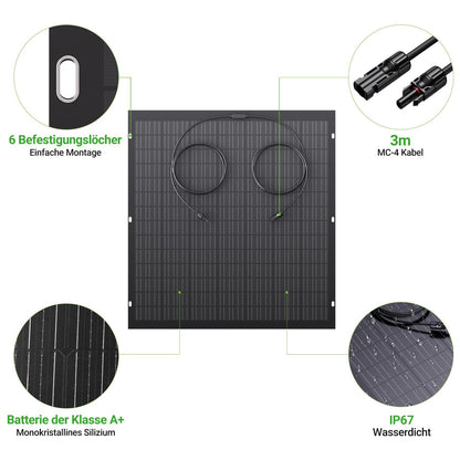 480W Kit de panel solar flexible 2 x módulo solar flexible de 240 W para autocaravana, coche, cobertizo, techo, barco, balcón, IP67, célula solar fotovoltaica aislada