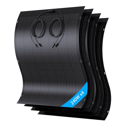 Kit de panel solar flexible de 960 W, 4 módulos solares flexibles de 240 W, IP67, célula solar fotovoltaica aislada, para autocaravana, coche, cobertizo, techo, barco, balcón