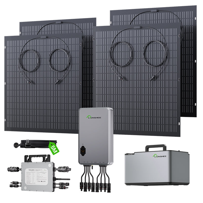 Balcony Power Station 800W Kit solar flexible con 4 paneles solares de 200 W e inversor 800W, hub inteligente 1600W y caja de energía 1024WH