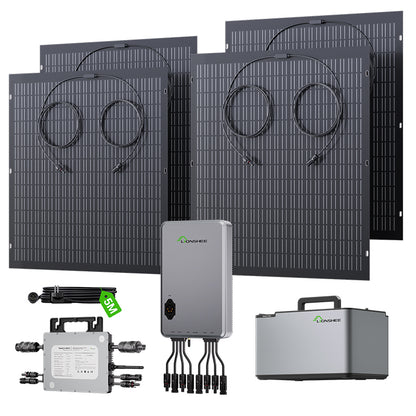 Balcony Power Station 800W Kit solar flexible con 4 paneles solares de 200 W e inversor 800W, hub inteligente 1600W y caja de energía 1024WH