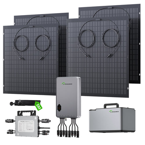 Balcony Power Station 800W Kit solar flexible con 4 paneles solares de 200 W e inversor 800W, hub inteligente 1600W y caja de energía 1024WH
