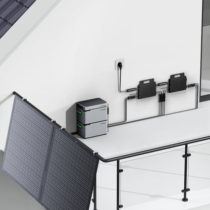 Balcony Power Station 800W Flexible Solar Kit With 4 x 200 W Solar Panel & Inverter 800W,1600W Smart Hub &2 X 1024WH Power Box