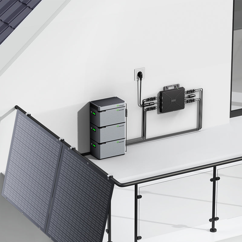 Balcony Power Station 800W Flexible Solar Kit With 4 x 200 W Solar Panel & Inverter 800W,Smart Hub &3 X 1024WH Power Box