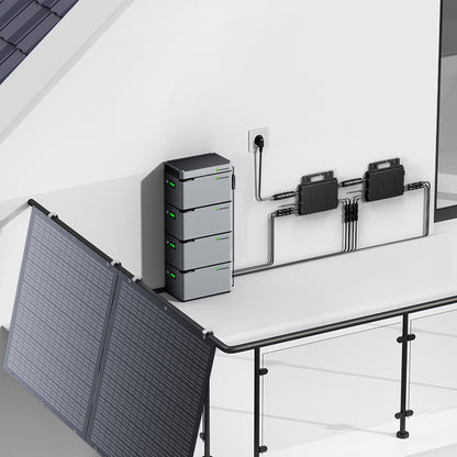 Balcony Power Station 800W Flexible Solar Kit With 4 x 200 W Solar Panel & Inverter 800W,Smart Hub &4 X 1024WH Power Box