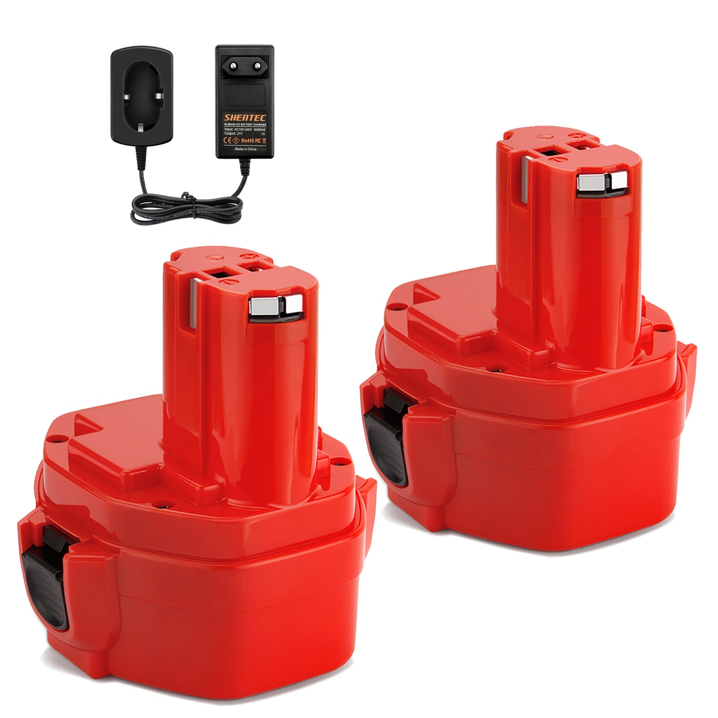 SHENTEC Kit de 2 baterías de 9.6V + cargador para Makita PA09 9120 9122 6203D 6207D 6222D 9100