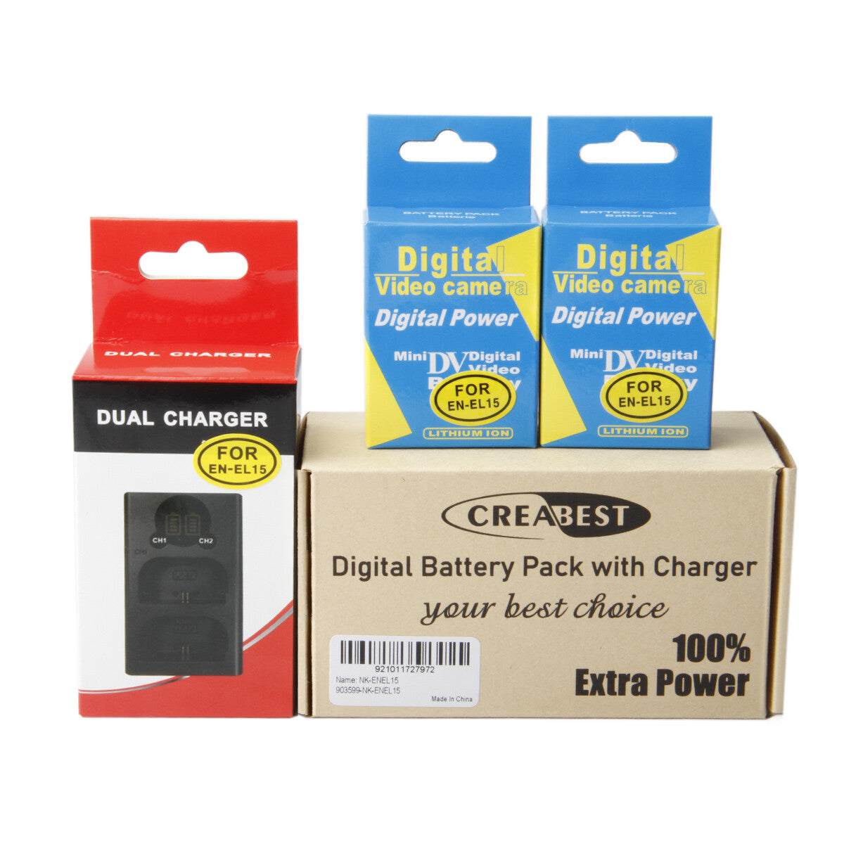2x Batería EN-EL15 + cargador dual para Nikon EL15A D500, D600, D610, D750, D850, D800E