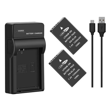 2x batería 1350mAh EN-EL20 EN-EL20a para Nikon Coolpix P950 P1000 J1 J2 + cargador