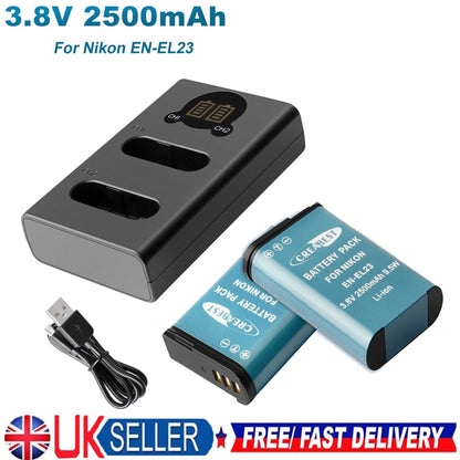 2X EN-EL23 Batería Y Cargador Para Nikon Coolpix P900 S810c B700 P600 P610 P610s