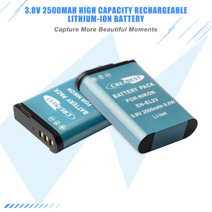2X EN-EL23 Batería Y Cargador Para Nikon Coolpix P900 S810c B700 P600 P610 P610s