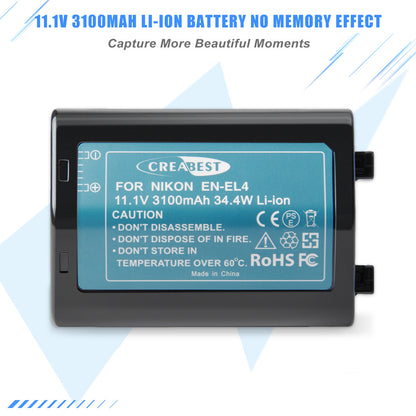 3100mAh Batería EN-EL4 para Nikon EN-EL4e F6 D2X D2Xs D2H D2Hs D3 D3S D3X EN-EL4a