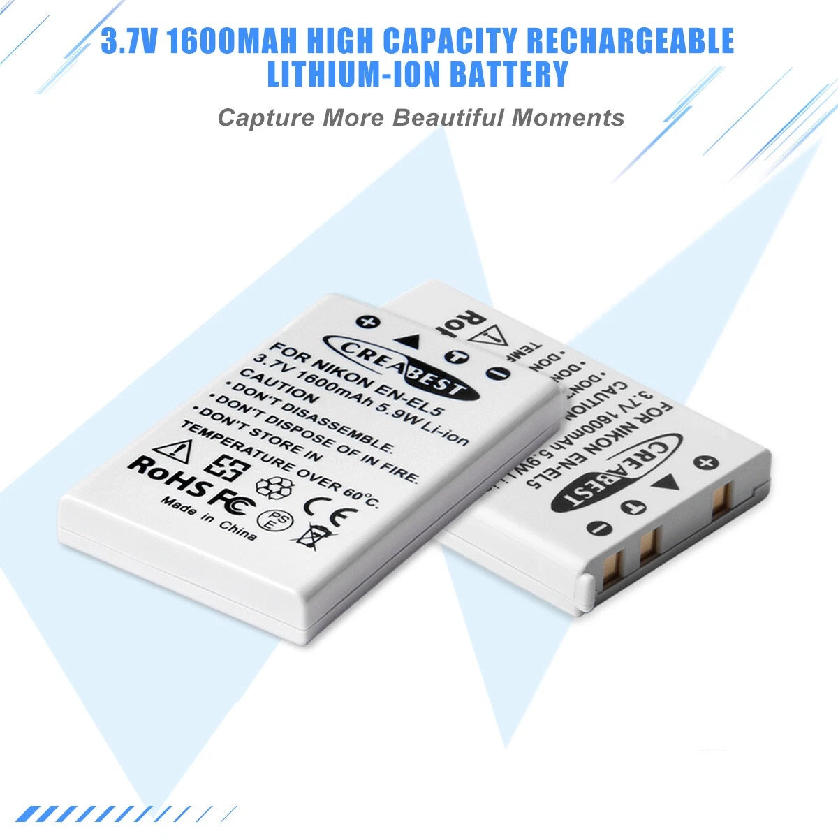 2x batería EN-EL5 1600mAh + cargador dual para Nikon Coolpix P520 P100 P510