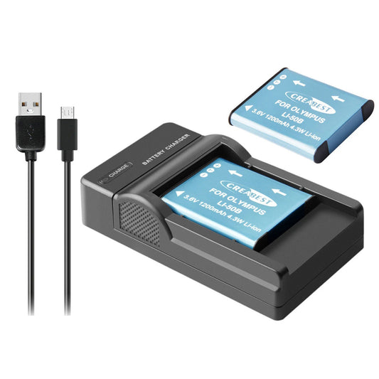 2x Cargador USB para batería Li-50B para Olympus SZ-30 SZ-20 XZ-10 SP-800UZ SP-815UZ