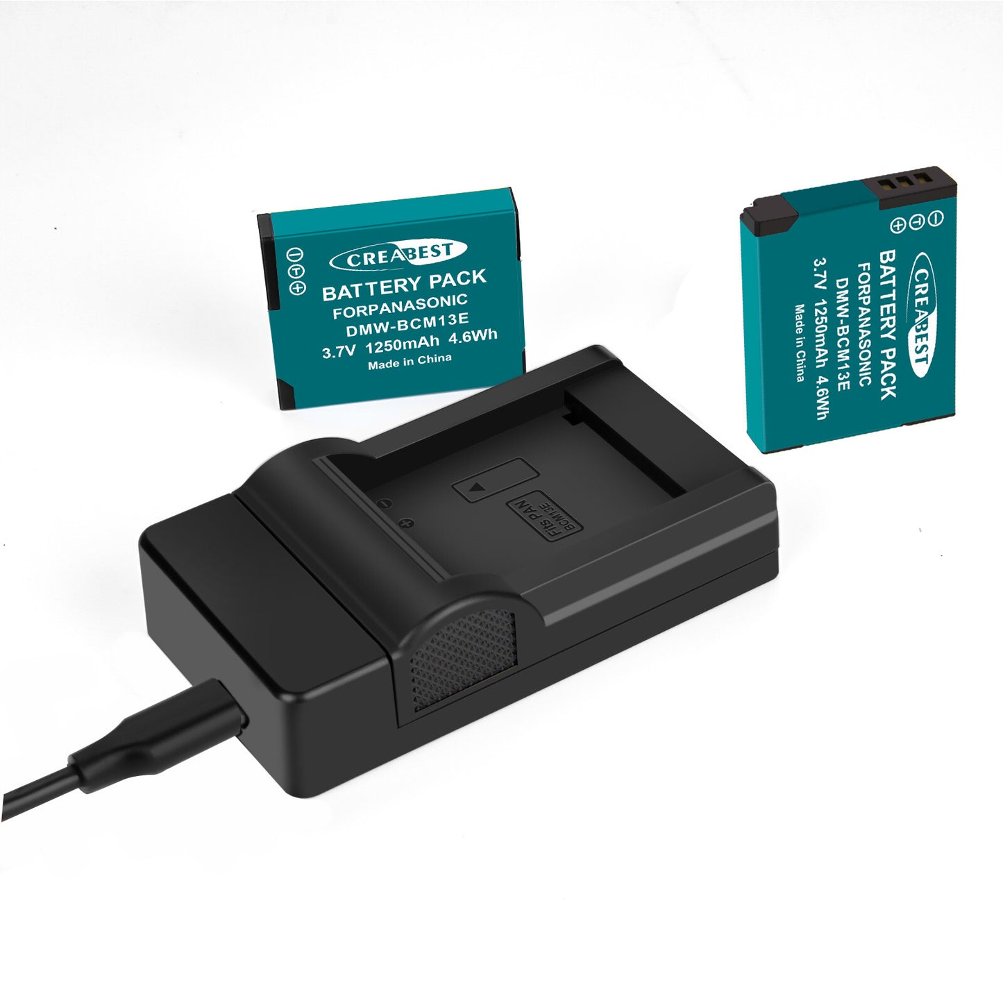 2Pcs DMW-BCM13 1250mAh Cargador De Batería Para Panasonic Lumix DMC-TZ40S ZS50 ZS30W