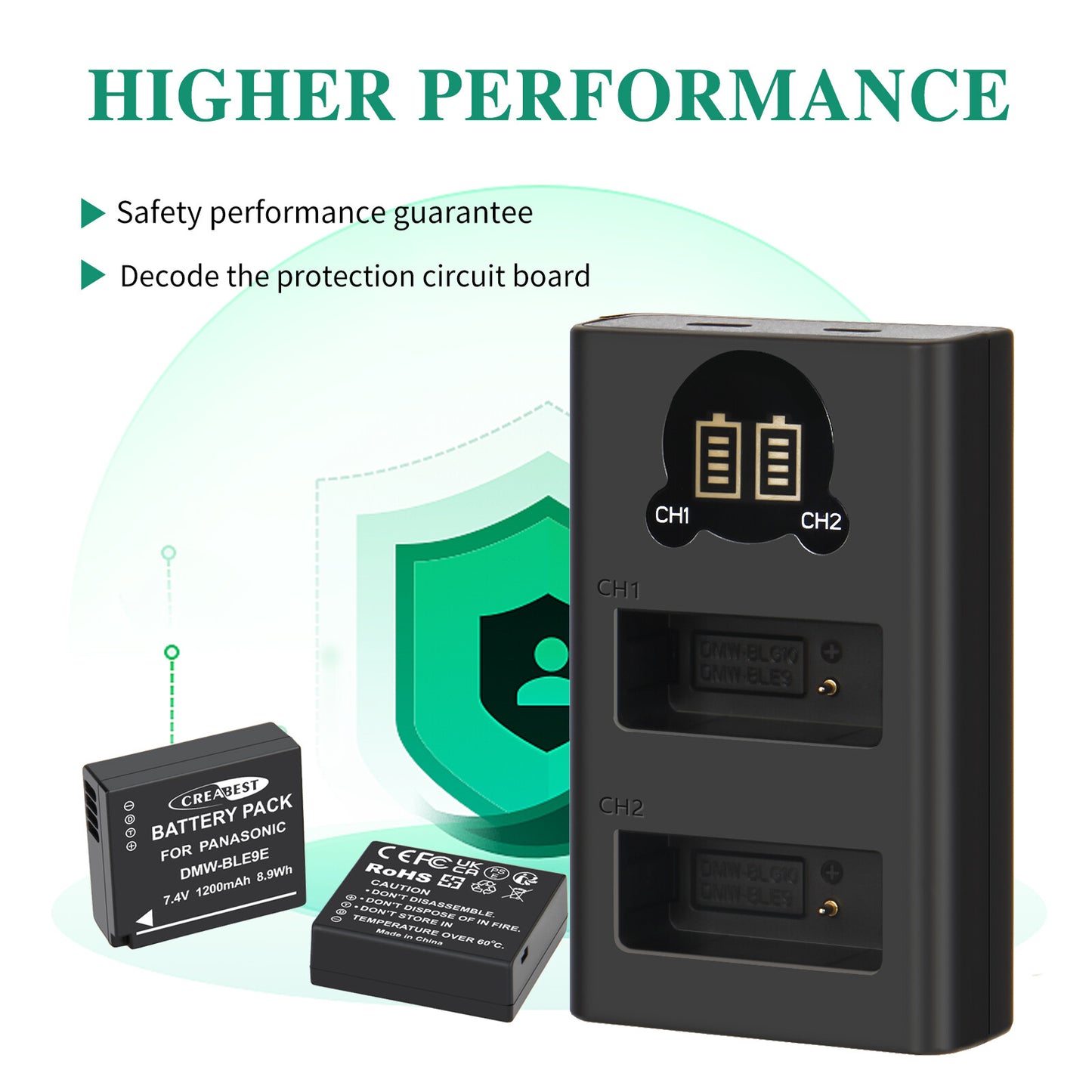 2Pcs Cargador De Batería Para Panasonic Lumix GF5 GX7 DMC- GF3 DC-G110 GX85