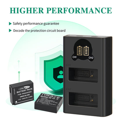 2Pcs Cargador De Batería Para Panasonic Lumix GF5 GX7 DMC- GF3 DC-G110 GX85