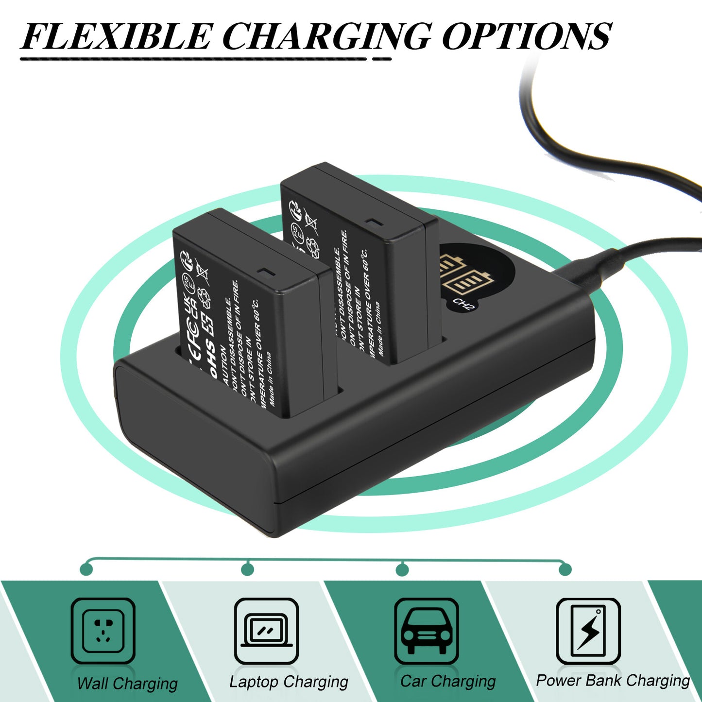 2Pcs Cargador De Batería Para Panasonic Lumix GF5 GX7 DMC- GF3 DC-G110 GX85