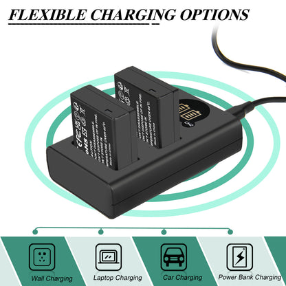 2Pcs Cargador De Batería Para Panasonic Lumix GF5 GX7 DMC- GF3 DC-G110 GX85