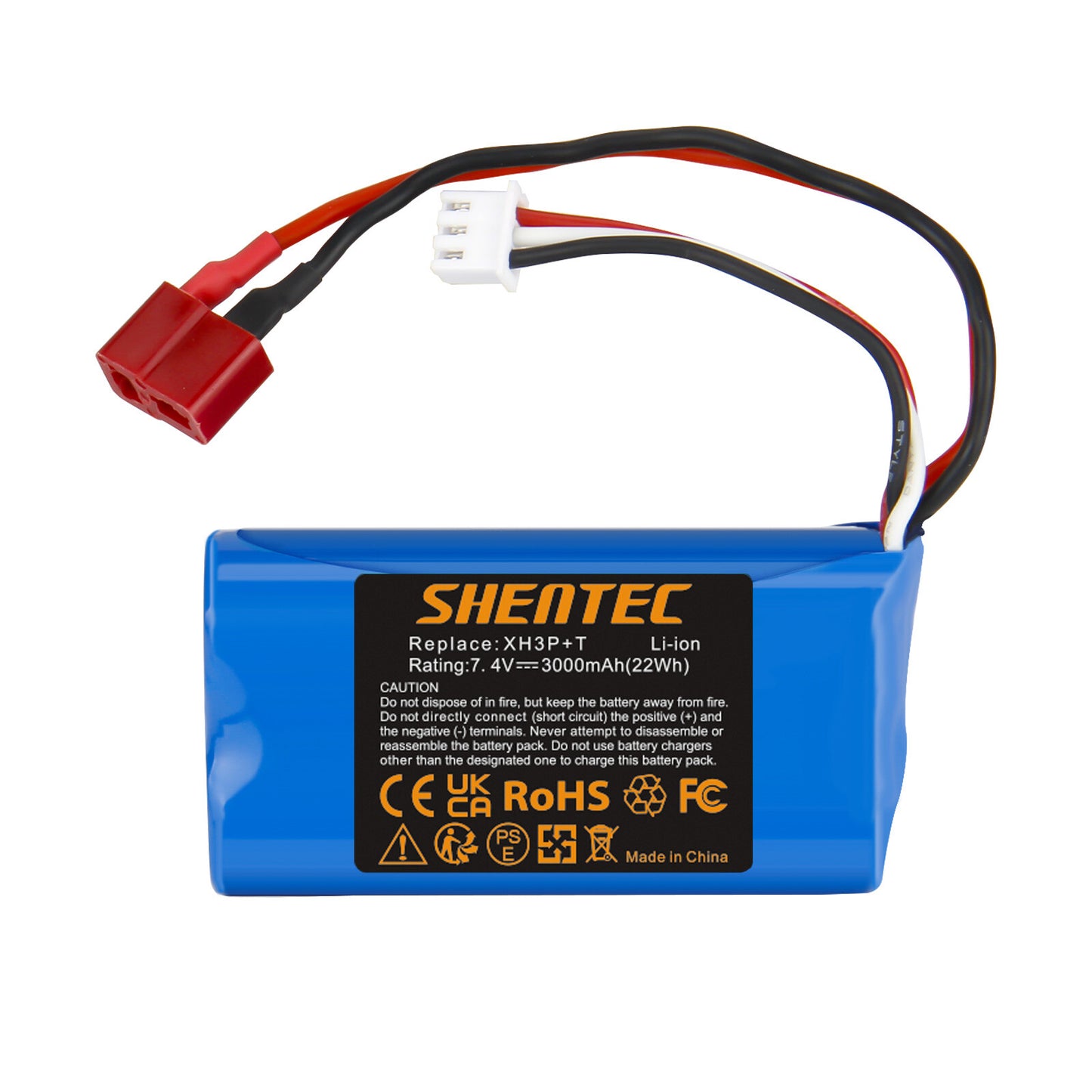SHENTEC 7.4V 3.0Ah Batería Li-ion con Enchufe XH3P+T para Coche RC WLtoys 12401 12402 12403