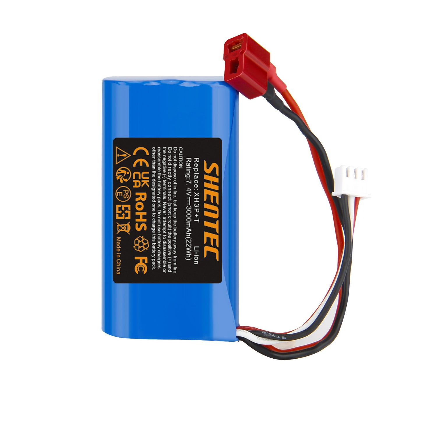 SHENTEC 7.4V 3.0Ah Batería Li-ion con Enchufe XH3P+T para Coche RC WLtoys 12401 12402 12403