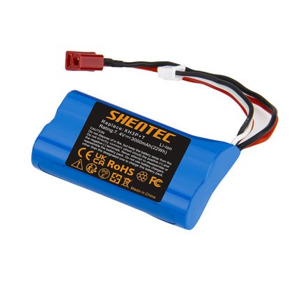 SHENTEC 7.4V 3.0Ah Batería Li-ion con Enchufe XH3P+T para Coche RC WLtoys 12401 12402 12403