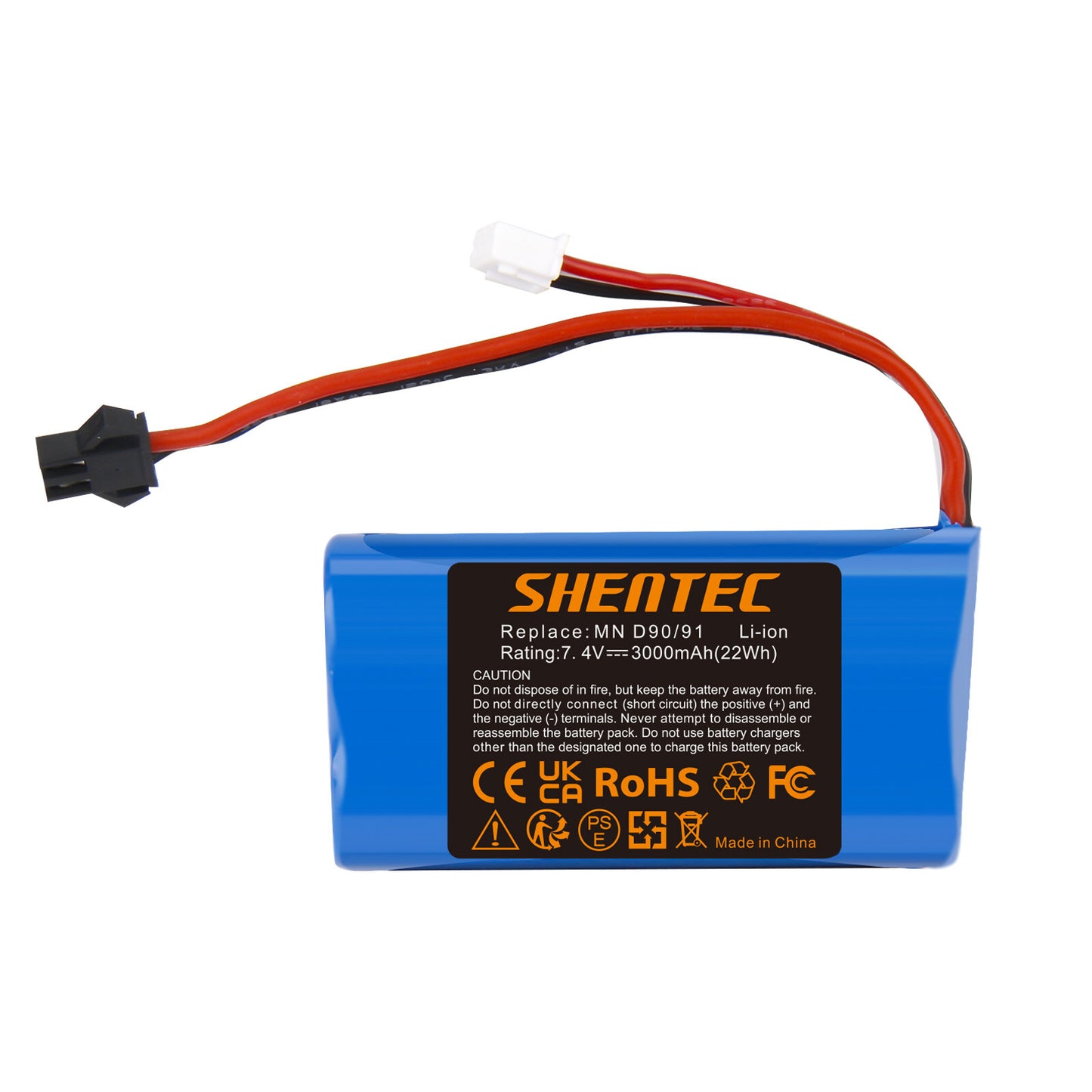 SHENTEC 3Ah 7.4V Batería Li-ion para MN D90/91 MN 99/99S Coche RC Modelo H101 H105 RC