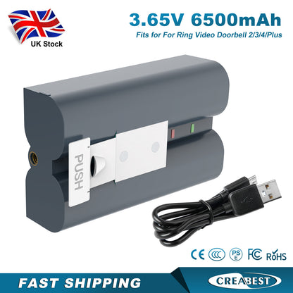 SHENTEC Batería Recargable 6.4Ah V4 Para Ring Video Doorbell 2 3 4 Spotlight Stick Up