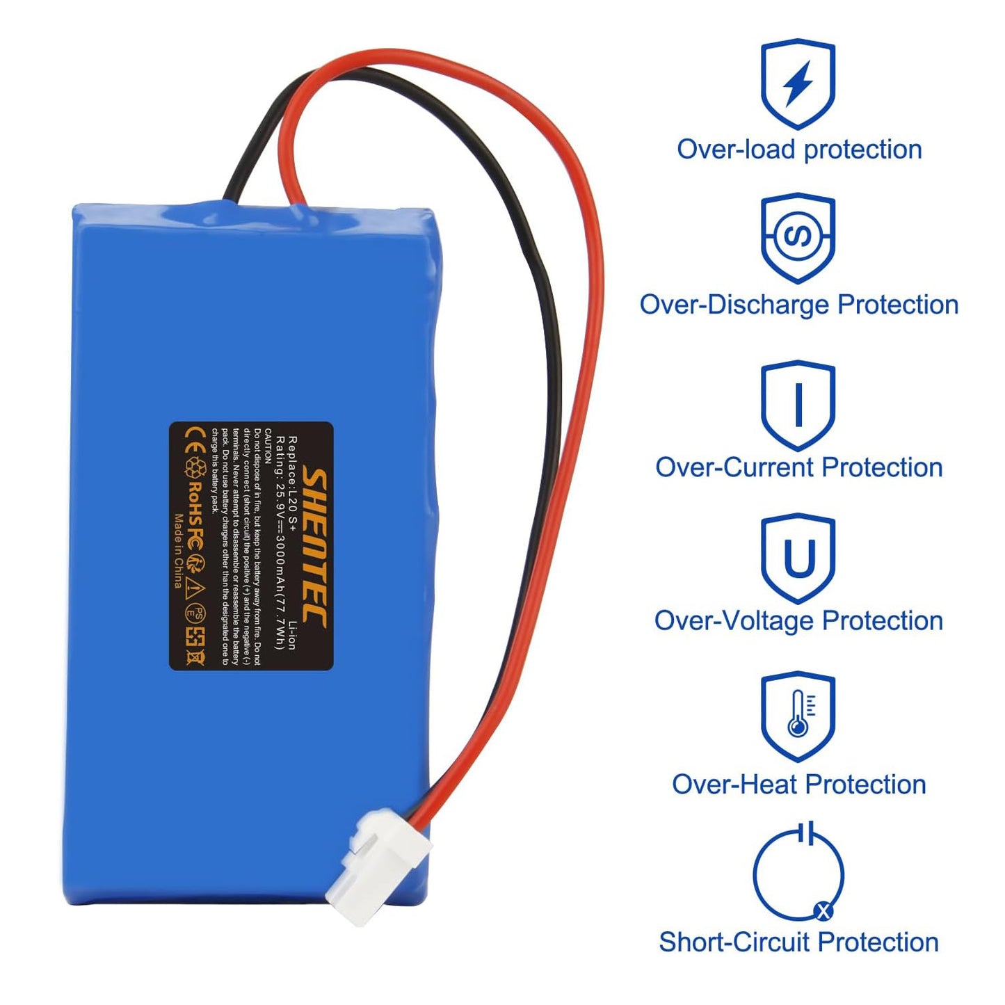 Batería de ion de litio para cortacésped SHENTEC compatible con Ambrogio Wipers Techline 015E00600A Ambrogio L15, L15 Deluxe, L20 b, L20 Deluxe, L20 Twenty, L20e Lite, i70, i100S, i130S, Next Tech D1